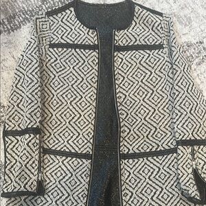 Tory Burch Black and White Geometric Women's Jacket